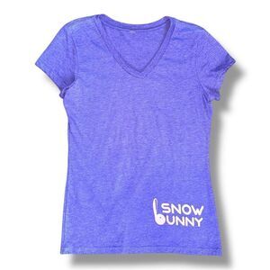 Boutique Snow Bunny Purple V-Neck T-Shirt Sz S